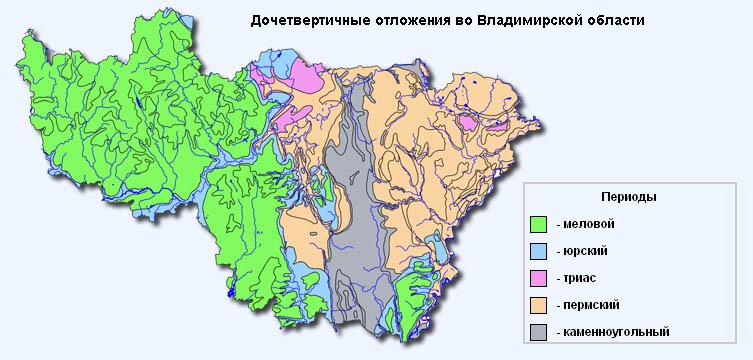 Карта дочетвертичных отложений во Владимирской области
